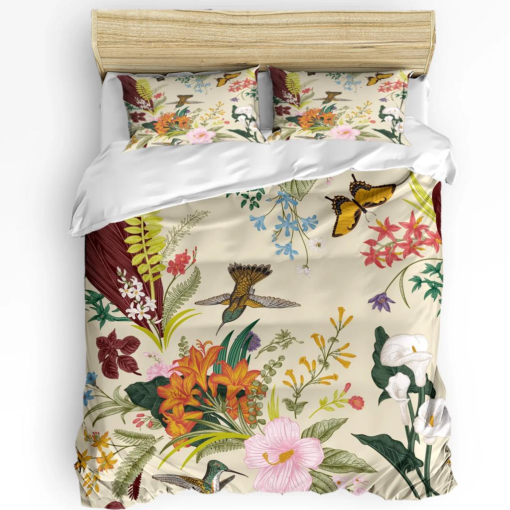 Oriole Peach Blossom Spring Bird Flower Duvet Cover Bed Bedding Set Home Quilt Cover Pillowcases Bedroom Bedding Set No Sheet