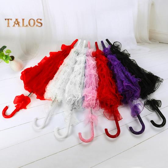 Umbrelă de broderie din dantelă de epocă, mâner lung, umbrelă decorativă ușoară, petrecere de nuntă, dans de mireasă, performanță, umbrelă de soare, recuzită pentru fotografie