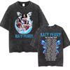 Camisetas Lavadas Vintage Katy Perry The Lifetimes Tour Estampado por Ambos Lados Hombres Mujeres Verano Casual Moda Camiseta Oversize