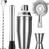 Stainless Steel 6-Piece Cocktail Shaker Set with Jigger
