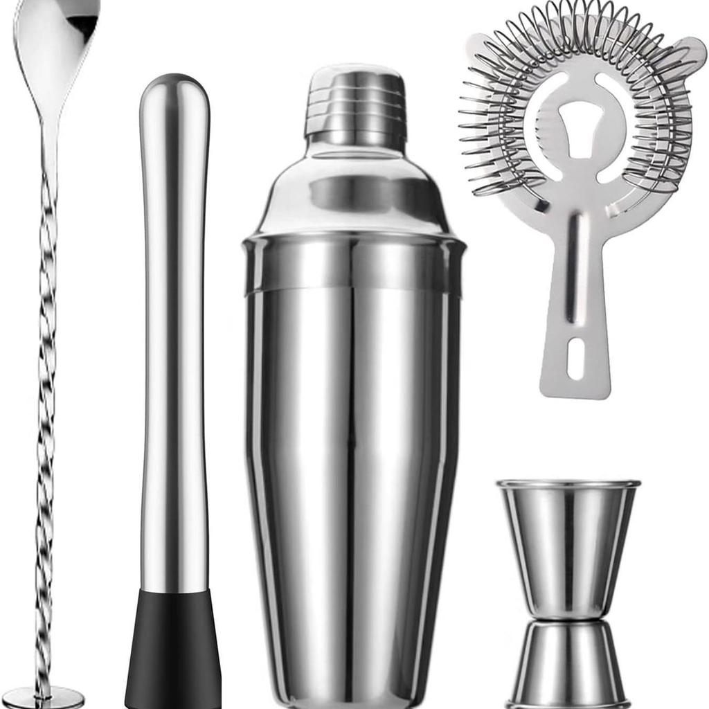 Stainless Steel 6-Piece Cocktail Shaker Set with Jigger