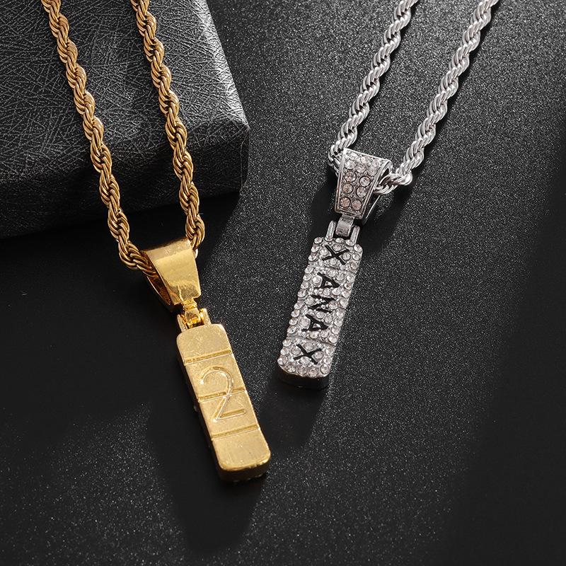 European and American Personality Exaggerated Hip Hop Necklace Mens Trendy Mens Necklace Full of Diamonds Punk Mens Hip Hop Necklace