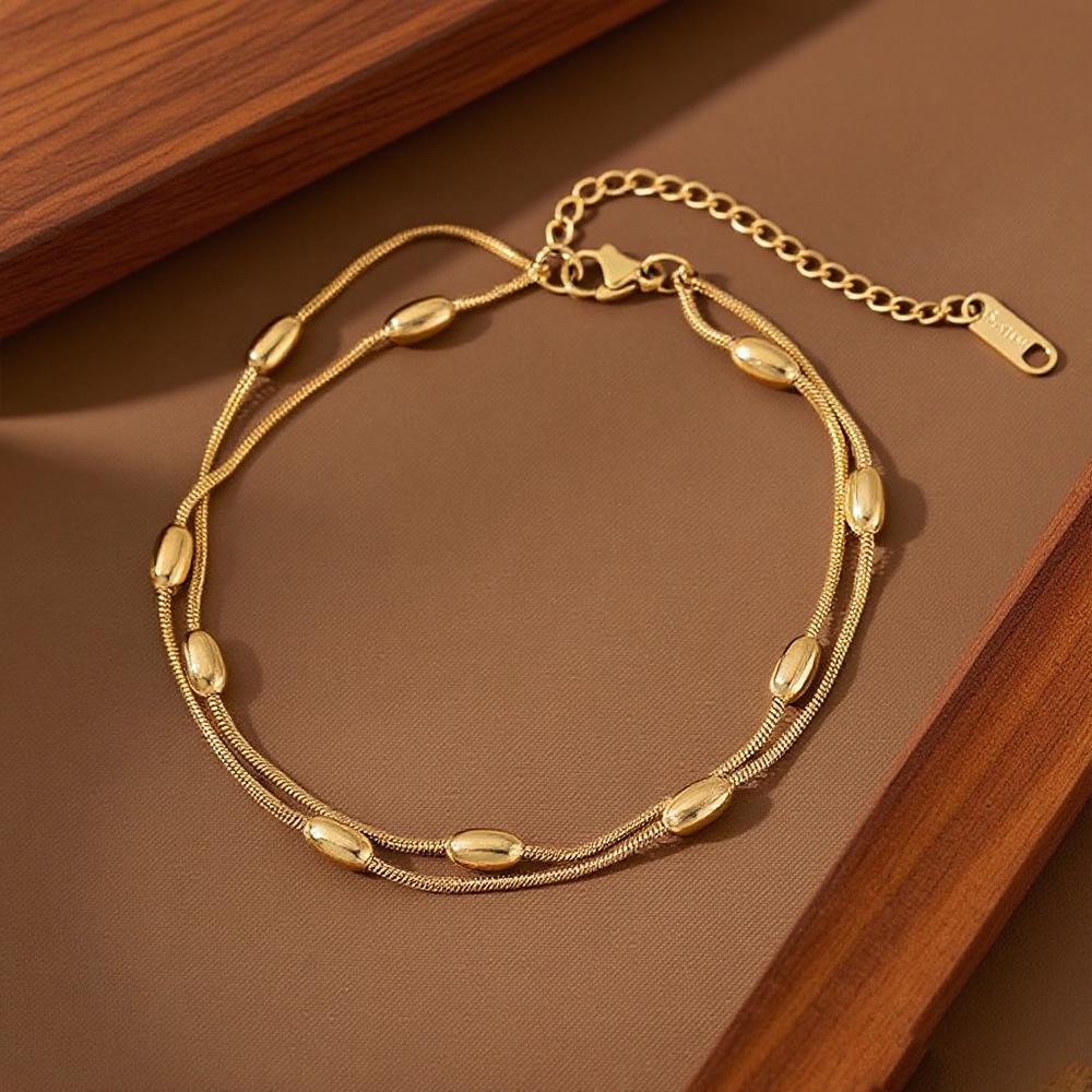 2025 Women's Titanium Steel Anklet – Light Luxury, 18K Gold-Plated, Fade-Resistant