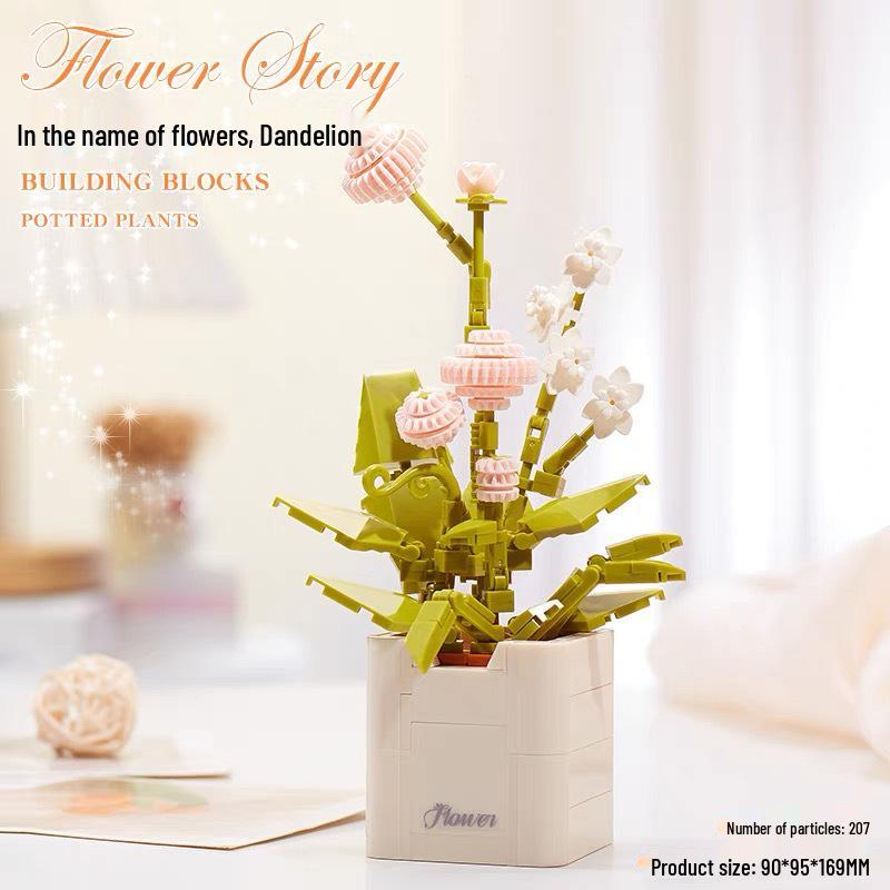 Diamond Horse Flower Block Set: Handmade Eternal Bouquet, Compatible with Lego. Creative Desktop Ornament and Ideal Gift for Girls.