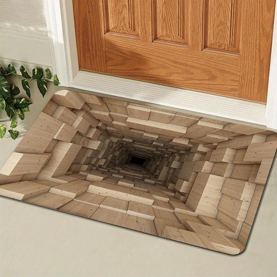 3D Optical Illusion Rug Non-Slip Visual Trap Floor Mat Bottomless Pit Visual Illusion Doormat