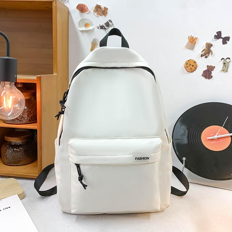 Solid Color Student Schoolbag Male Large Capacity Travel Backpack Female Junior High School Student Backpack