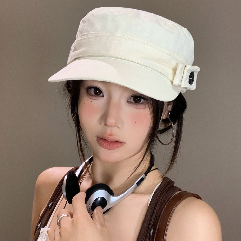Cloth Flat Cap Button Retro Painter Hat Personality Equestrian Hat  Ladies