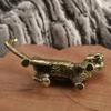 Retro Cat Brass Ornament Creative Long Tailed Cat Desktop Tea Pet Micro Carved Crafts Home Decoration Countryside Cat Ornament