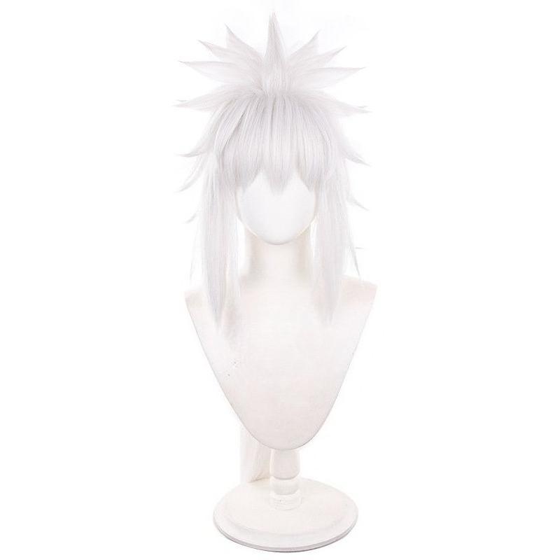 Jiraiya Cosplay Wig Men 80cm Long Silver White Wig Cosplay Anime Wigs Heat Resistant Synthetic Wigs for Daily Party Costume