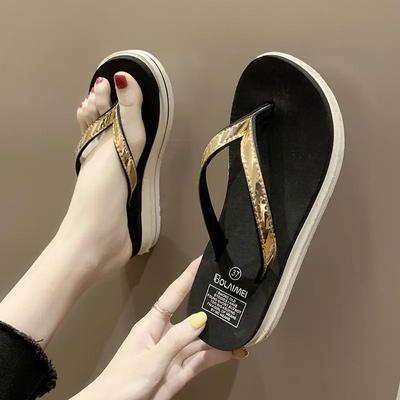 Women's Slippers and Ladies Sandals High Up To 5cm Heel Shoes On Beach Slides 39 Stylish Eva Waterproof Non Slip New Style Korea