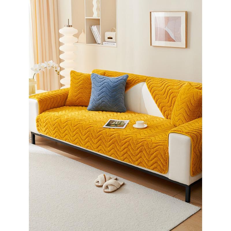 Velvet Sofa Cushion Winter Plush Non-Slip Seat Cover Cover Light Luxury Leather Sofa Special Cover Cloth