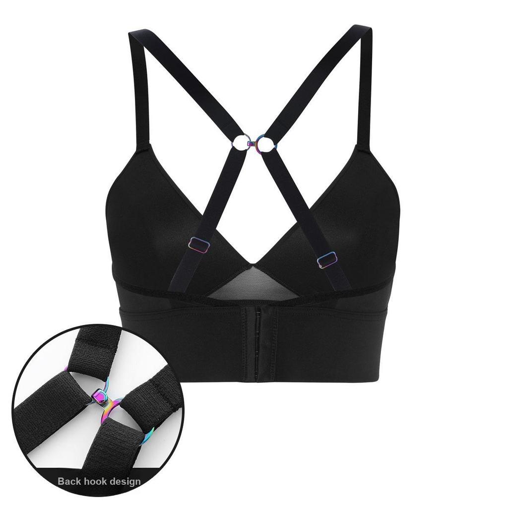 Puma Solid Color Sports Breathable Backless Casual Full Cup Bra Women Underwear Black 701229178-001