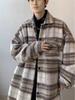Męska Jesienno-Zimowa Retro Kraciasta Kurtka z Klapami - Wszechstronna, Przystojna i Swobodna Odzież dla Pary