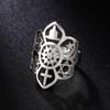 LIKGREAT Stainless Steel Lotus Flower Ring Moon Star Yoga Cross Star of David YinYang Symbol Rings Spiritual Amulet Jewelry