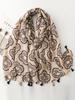 Elegant Women Silk Scarf Wrap Shawl Sweet Floral Print Sunscreen Bandanas Hijab Mujer Tassel Scarve Pareo Casual Summer New