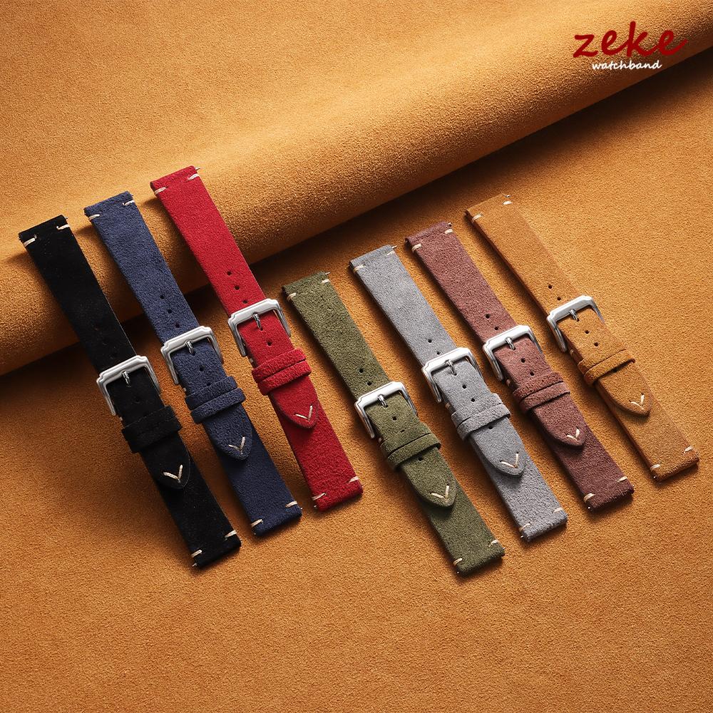 14mm 16mm 18mm 20mm 22mm Quick Release Bracelet Soft Suede Strap Calfskin Bracelet for Women Men Brown Wristband Smartwatch Band
