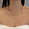 Bohemian Starfish Conch Scallop Pendant Necklace for Women Summer Beach Vacation Gold Color Collarbone Necklace Party Jewelry