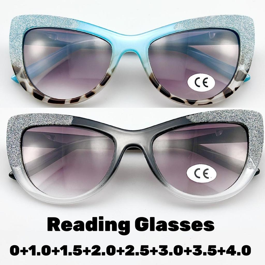 Retro kočičí oko Presbyopické brýle Dámské Módní Motýlové sluneční brýle Ultra lehké High-definition Brýle na dálku +2.0