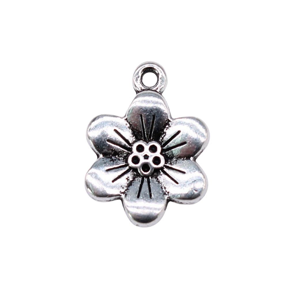 Simple Flower Charms Antique Alloy Pendants For Minimalist Floral Jewelry