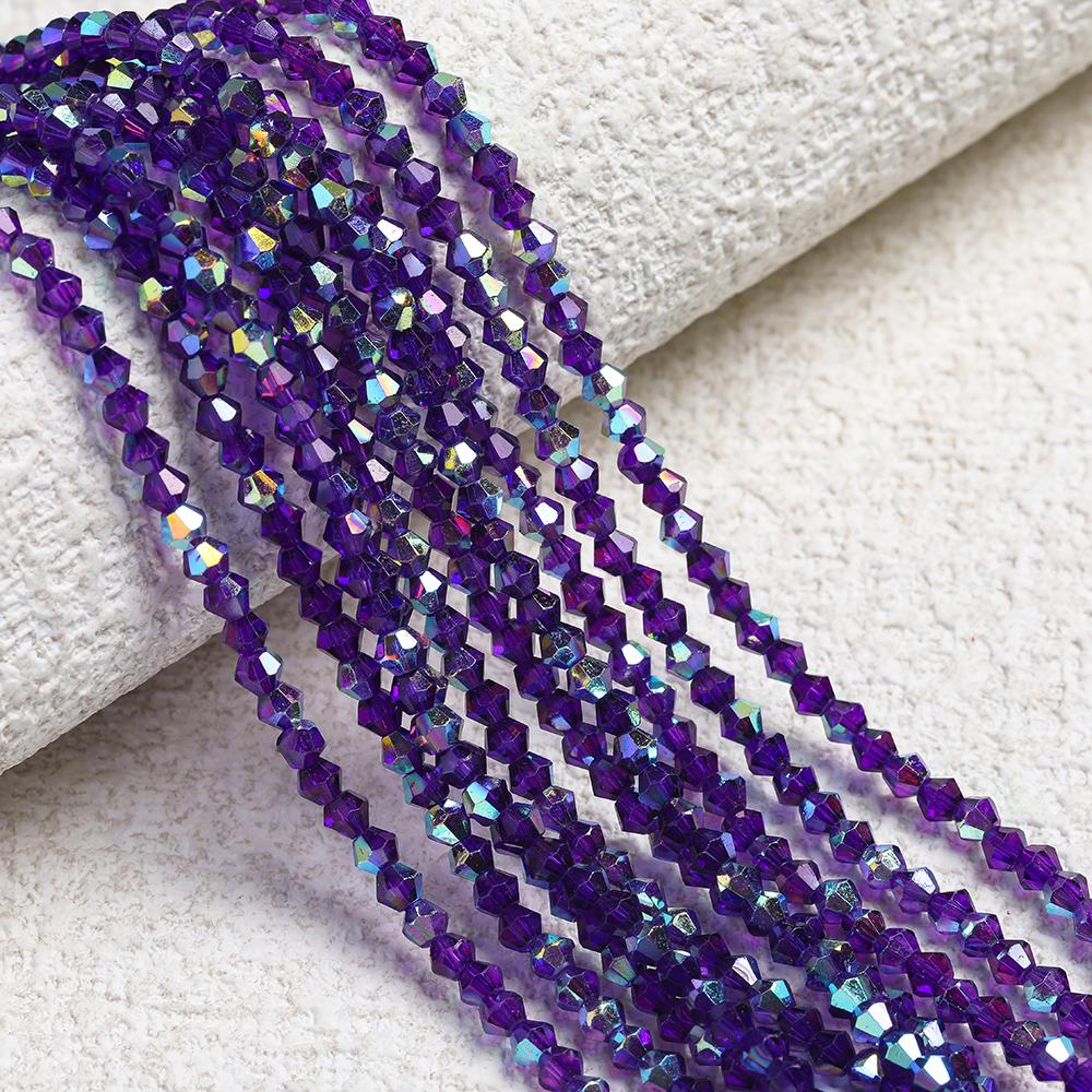 1 Strip 4mm Shiny Crystal Beads Bicone Beads 80pcs Glass Beads Loose Spacer Beads for Bracelet DIY Jewelry Making