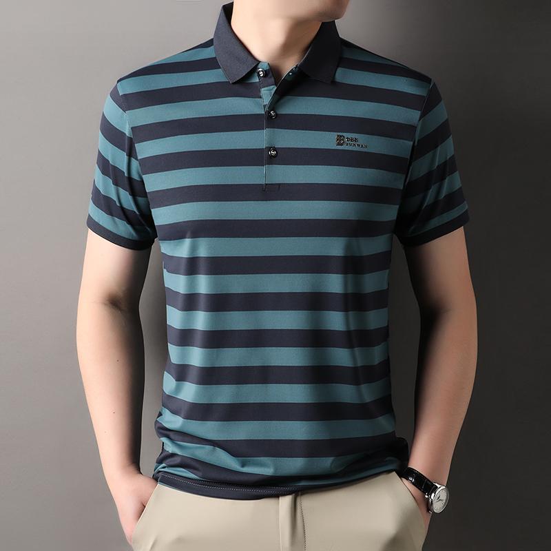2025 New Summer Men's Lapel Short-sleeved T-shirt Business Casual Polo Shirt