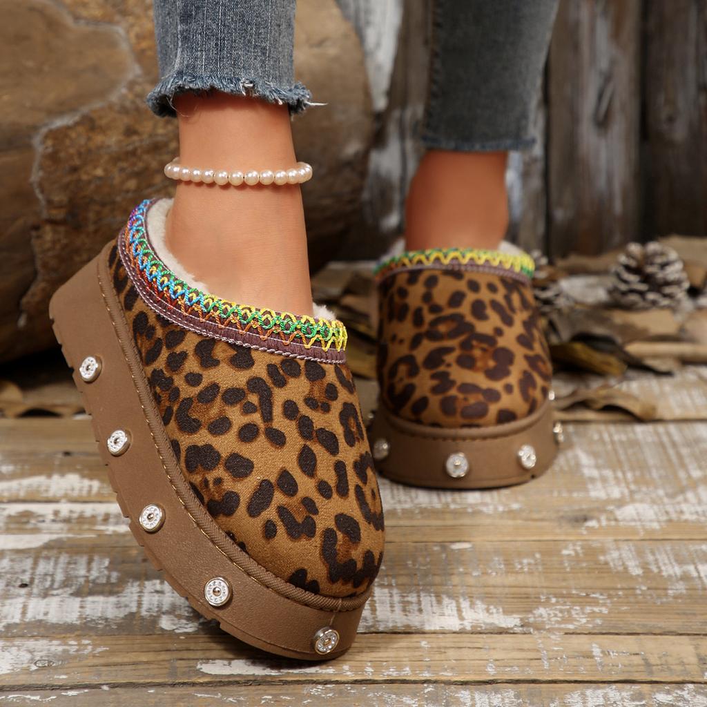 Snow Boots Are Casual, Wear Thick-soled Wool Shoes 2025 Autumn and Winter New Semi-toe Slippers Plush Women's Cotton Shoes