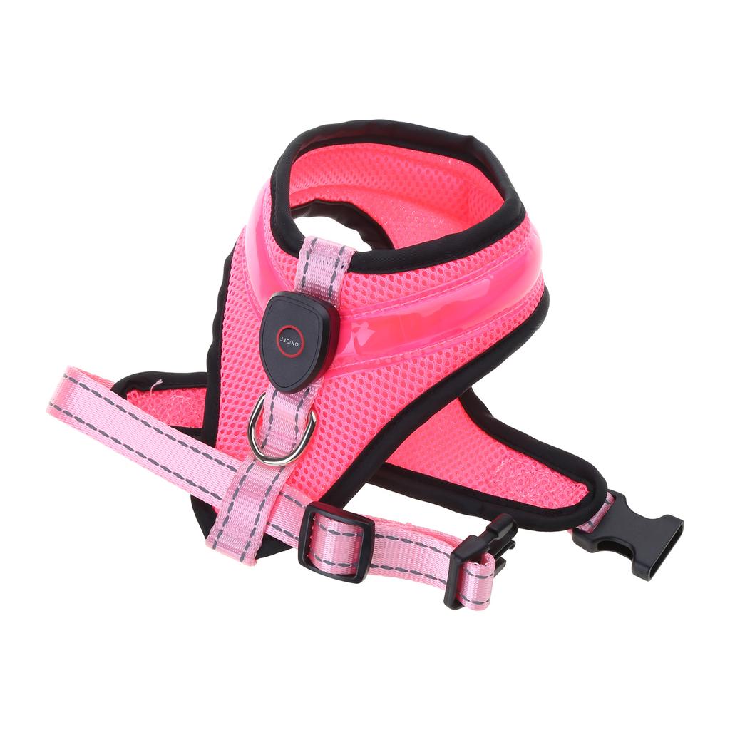 Fashion Dogs Harness Leash Adjustable Length Pet Chest Back LED Dog Vest with Sturdy Buckle for Pet Outdoor Walking