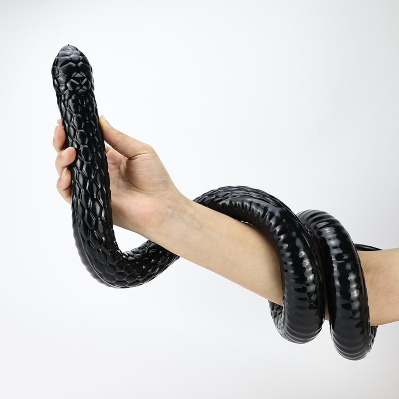 Giant Extra-long Anal Plug Black TPE Snake Head Monster Penis Fish-Scale Shaped Butt Plug Adult Toys Suitable for Homosexuals