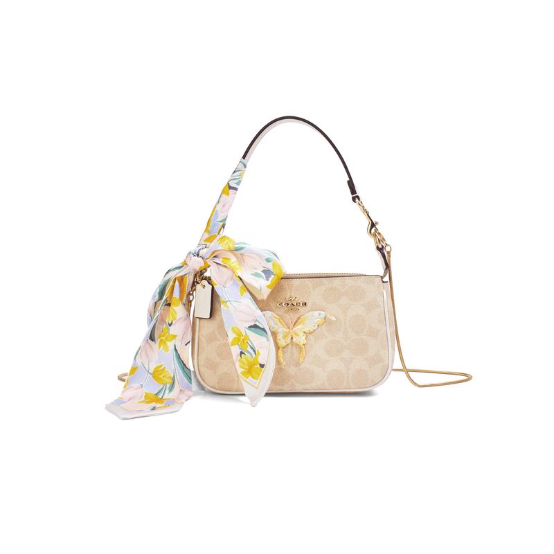 

COACH shoulder bag [Customized bag] Nolita 19 Xiong Yun Yage small flower embroidery patch exquisite and cute classic old flower Qingfengxiaoyue коричневий