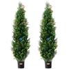 2 Pack 5' Artificial Cedar Topiary Tree Faux Plant UV Decor In/Outdoor