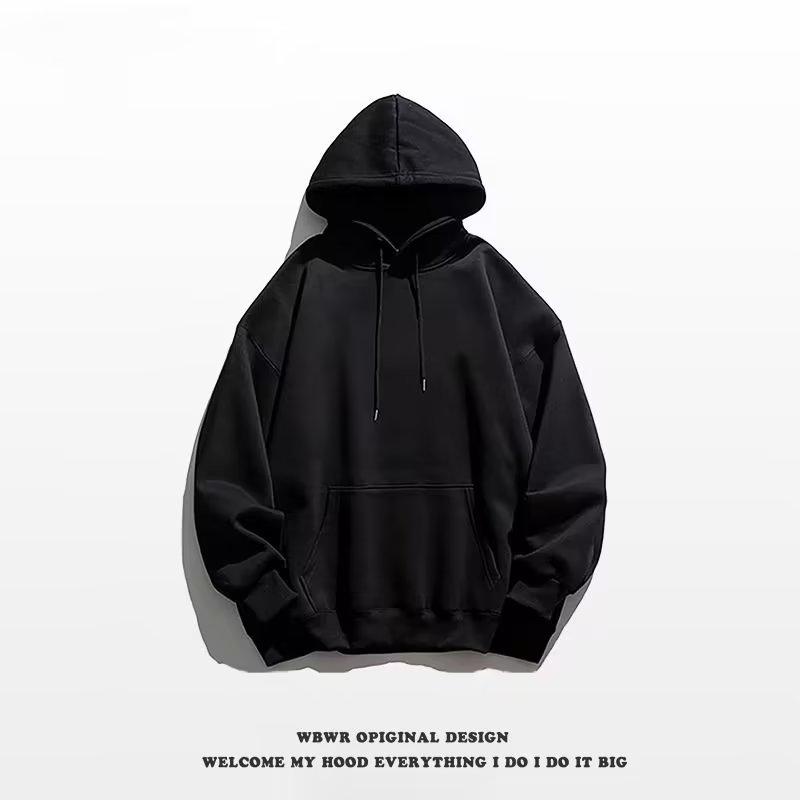 

Мужская модная толстовка с капюшоном большого размера: 300 г плотного китайского хлопка, однотонный, стиль Западного побережья, унисекс. 4XL чёрный