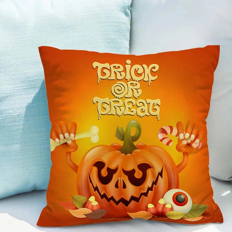 Decorative Halloween Pillowcases 40x40 Cushions Double-sided Printing Cushion Cover 40x40cm Short Plush Twin Size Bedding Pillow