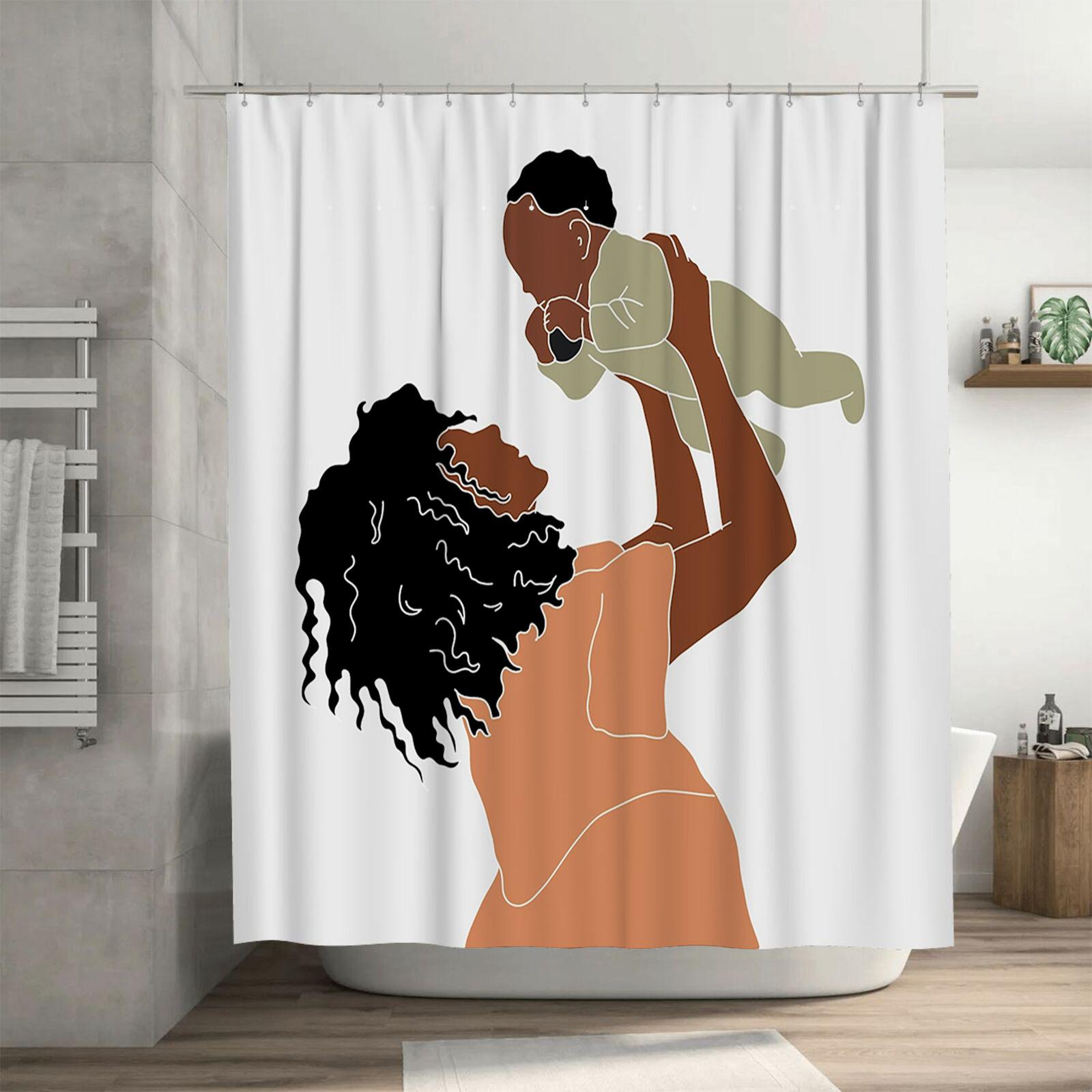 

Mother and Child Silhouette Waterproof Shower Curtain for Bathroom Decor, High-Quality Material , Perfect for Modern Bathrooms 90X180cm(35x70in)