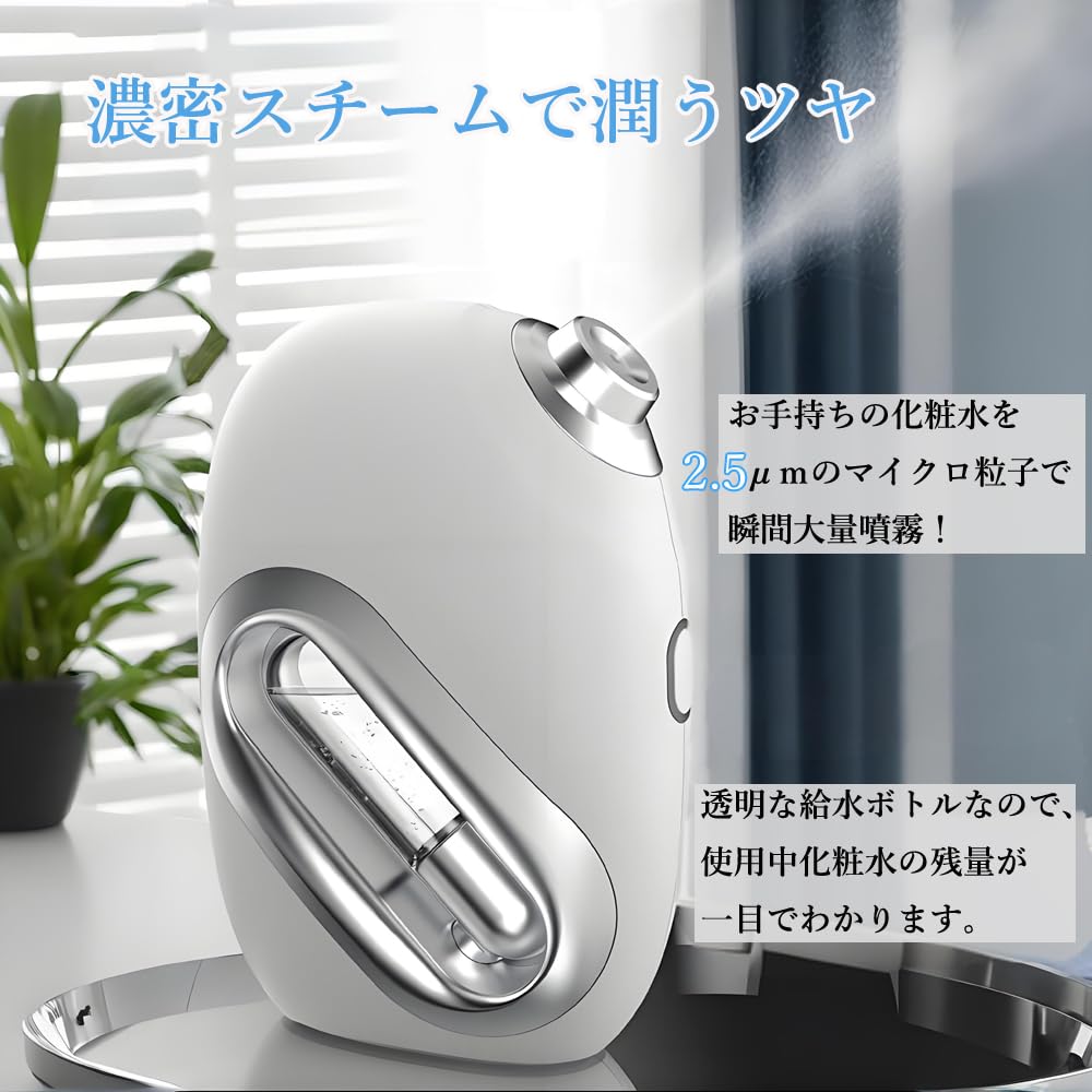 Facial Steamer, Handheld Mist Steamer, Ultrasonic Mist Spray, Throat Care, Ultra-Fine Mist, USB Rechargeable, Moisturizing, Dry Skin, Hydration, Clear