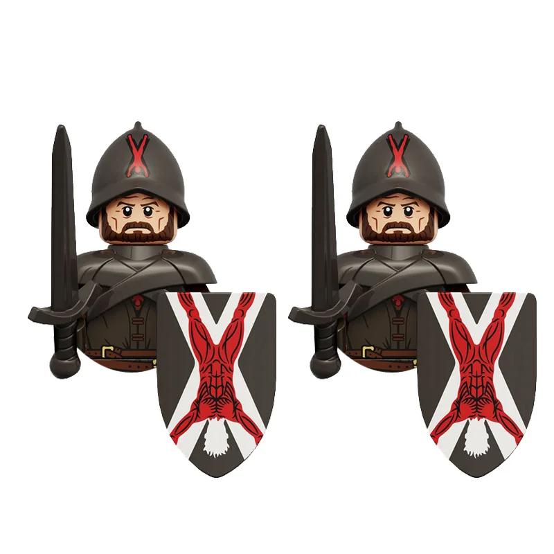 Medieval Knight Armored Troops Ancient Army Soldiers Mini Weapon Equipment Flag Model Building Blocks Kids Toys Birthday Gifts