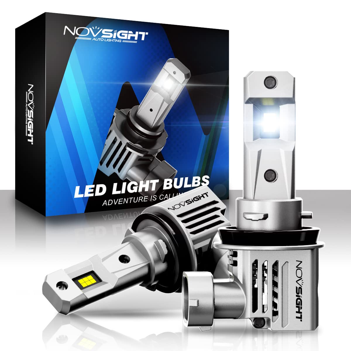 Novsight H8, H9, H11, H16 LED Headlights, Fog Lamp, 55W 12,000 Lumens, Non-Polarized, For H8/H9/H11/H16 (for domestic cars) серебряный
