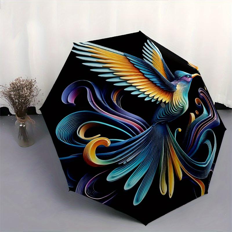 1pc Hummingbird's Dance in Vibrant Swirls Automatic Open/CloseUmbrella,Compact Umbrella for Men & Women Day Gift.A076