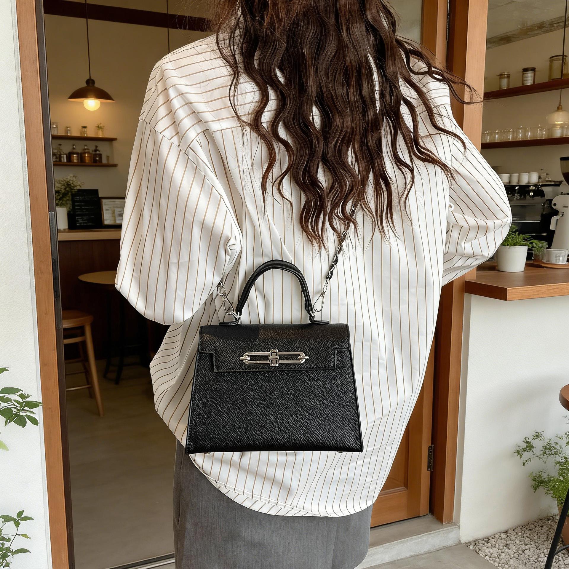Fashion Hand held Kelly Bag  Spring Versatile Chain Crossbody Bag чёрный