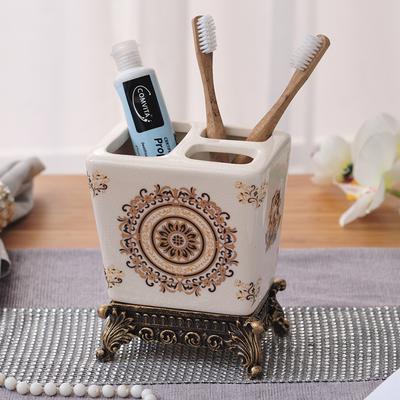 Bathroom Accessories Vintage Flower Ceramic Toothbrush Holder Bathroom Couple Toothbrush Toothpaste Storage Holder Bathroom New
