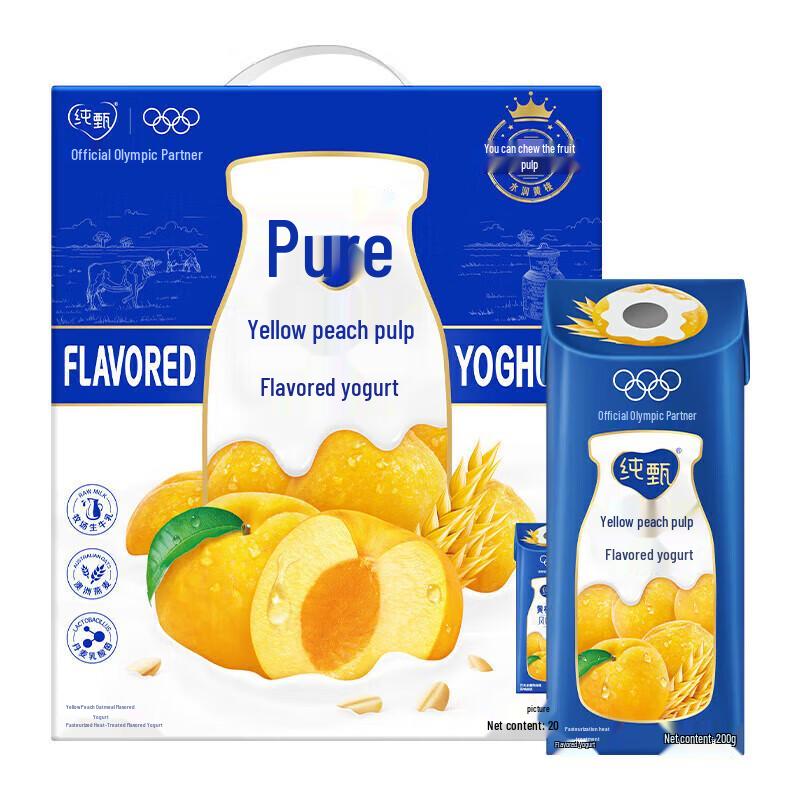 Mengniu Pure Zhen Peach & Oat Flavored Yogurt Drink (10x200g)