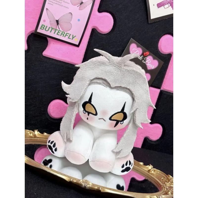 Anime Der verrückte Zirkus Pierrot Langohren Hut 20cm Sitzende Haltung Figuren Kissen Weicher Körper Maskottchen Plüschtiere Kissen Sofakissen