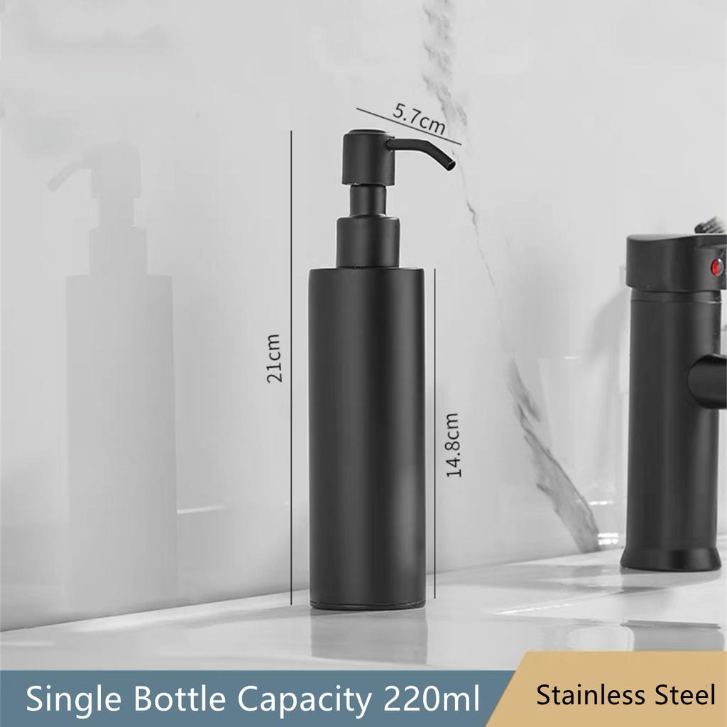 Dozatoare de săpun lichid negru, presă manuală, pompă metalică, dozator de perete, accesorii de baie, bucătărie, sticlă de loțiune din oțel inoxidabil