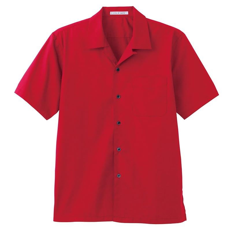 

[Face mix] Broad open collar short sleeve shirt