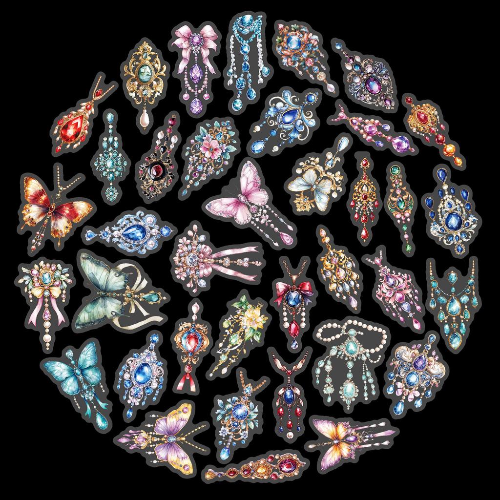 50 Bunte Schmuck PET Aufkleber Europäischer Stil Handbuch Dekoration Retro DIY Handbuch Dekorationsmaterial Aufkleber