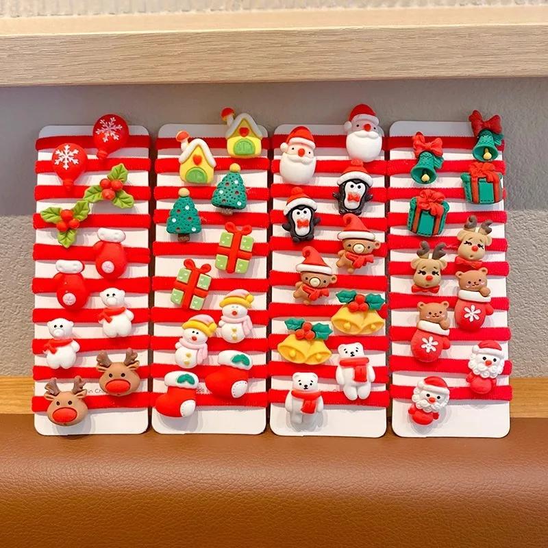Christmas Hair Ties Xmas Reindeer Antlers Hair Accessories Girls Hair Elastics Snag-Free Hair Bands Holiday Hair Ornaments