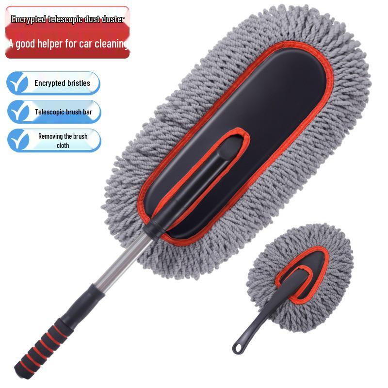 Retractable Car Wash Mop Brush for Wet & Dry Use - Bendable for Dust Removal, Gentle on Paint.