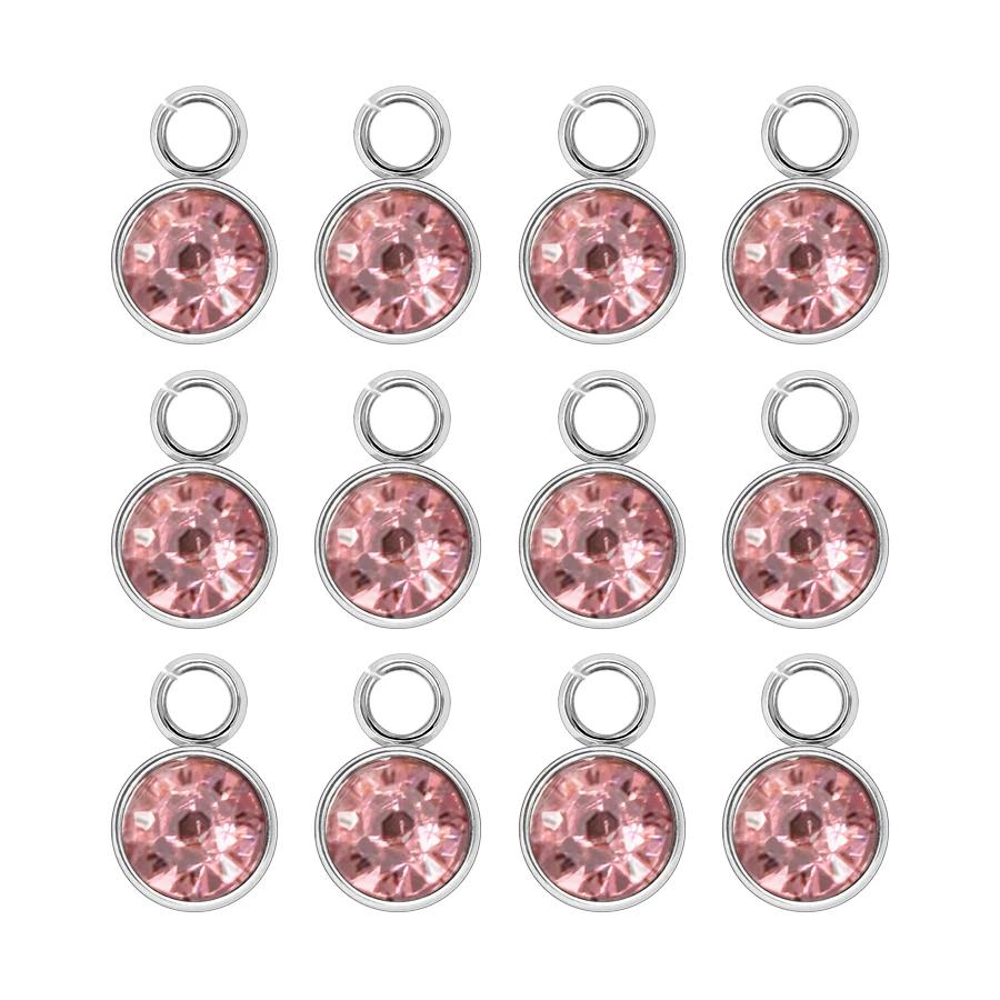 144Pcs/Lot Birthstone Necklace Pendant Jewelry Making Rhinestone Stainless Steel Charms For Women Earrings DIY Accessories Gift