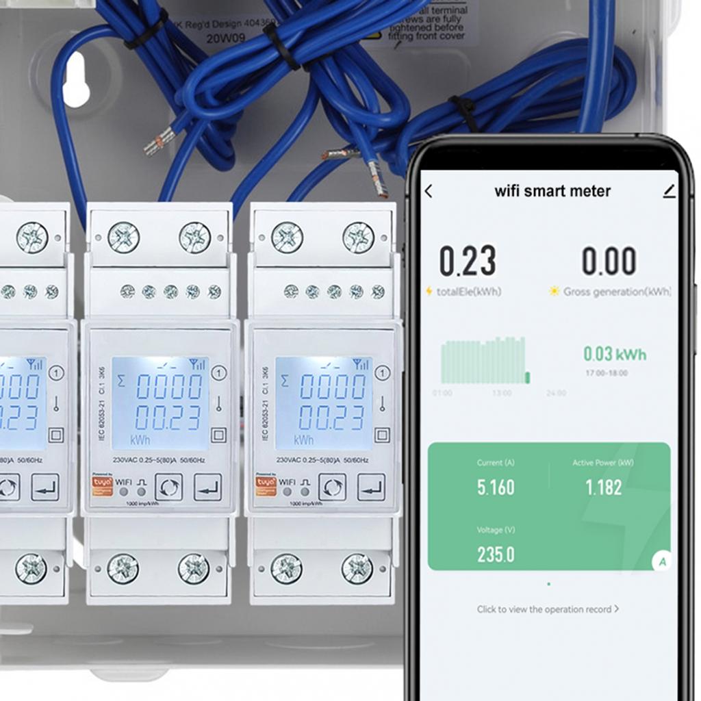 Tuya ZIGBEE Bidirectional Energy Meter Single Phase 80A kWh