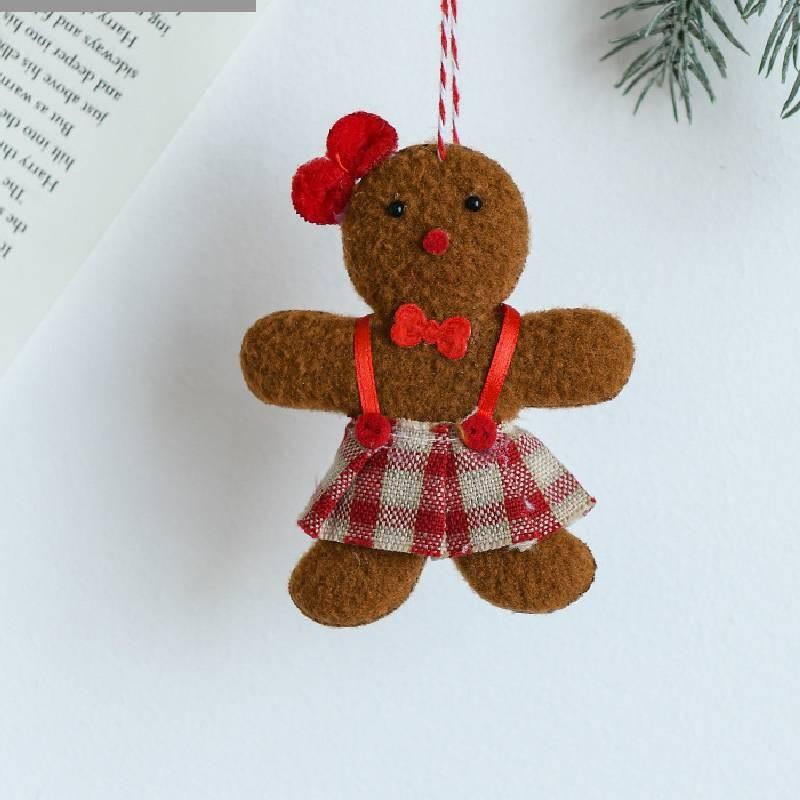 Man Gingerbread Christmas Pendant Necktie Bowknot Xmas Decoration Prop Festival