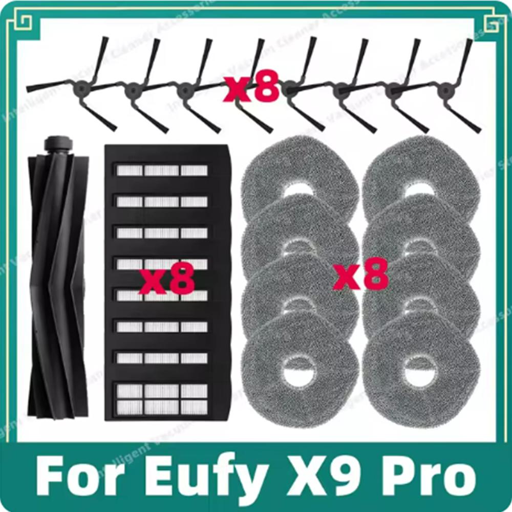 Compatible For Eufy X9 Pro Vacuum Cleaner Side Brush Hepa Filter Mop Cloth Rag Accessories Replacement Spare Parts